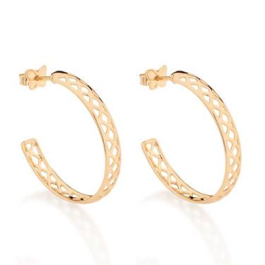 Imagem de Brinco Meia Argola Banhado a Ouro Rommanel 527557 Cor:Dourado, Dourado