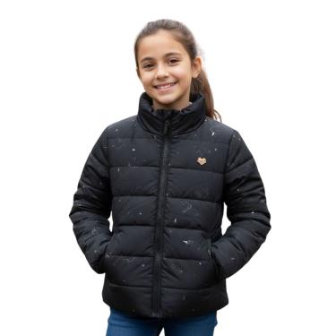 Imagem de Jaqueta Puffer Infantil Meninas Acolchoada Com Gola Luxo
