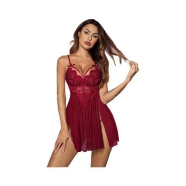 Imagem de Camisola Babydoll Branca De Renda, Lingerie Floral Transparente Românt