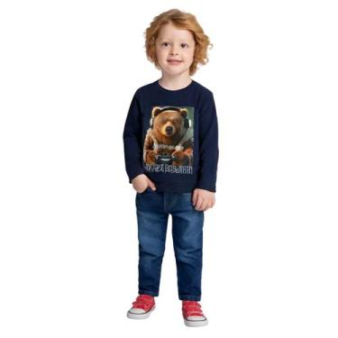 Imagem de Camiseta Infantil Menino Inverno Meia Malha Confortável Moderna Sofist