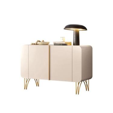 Imagem de Buffet Decorativo Sala de Estar Bambino MDP/MDF Pés em Aço Off White G