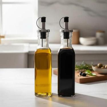 Imagem de Kit 2 Galheteiros Vidro C/ Bico Dosador 250ml Azeite Vinagre - Fratell