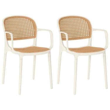 Imagem de Kit 2 Cadeiras De Jantar Roma Prática Com Braços Para Sala E Cozinha -