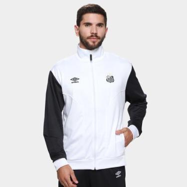 Imagem de Jaqueta Santos 26/27 Viagem Umbro Masculina, Branco, Preto, G