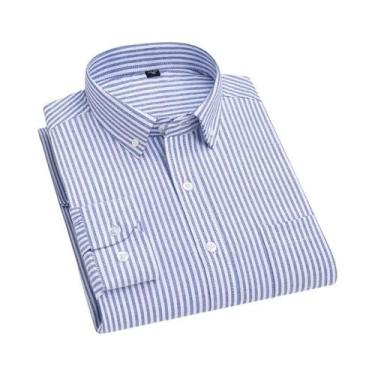 Imagem de Camisa Formal Masculina De Manga Longa 100% Algodão, Estampa Xadrez, C