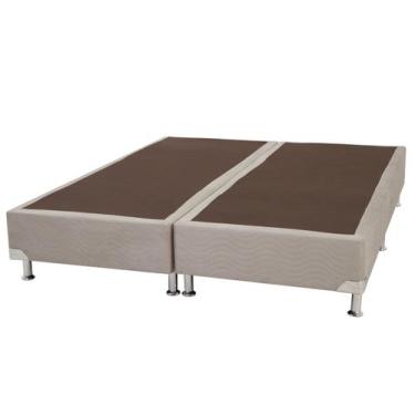 Imagem de Base Sommier Camurça Bege Queen 23x158x198 - Revestida em Camurçano - 