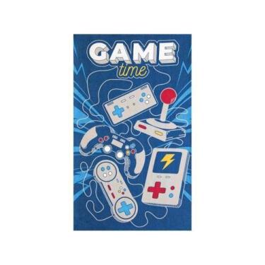 Imagem de Toalha Banho Döhler Felpudo 70cmX1,15m Jogos 02 - Dohler, Azul