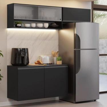 Imagem de Armário de Cozinha Compacta 200 cm Suspenso Preto Nice Madesa 07 XA, P