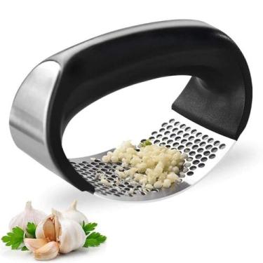 Imagem de Espremedor Amassador de Alho em Aço Inox e ABS Curvo Espremedor Esmaga