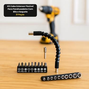 Imagem de Kit Cabo Extensor Flexível Com Bits E Soquete 21 Peças
