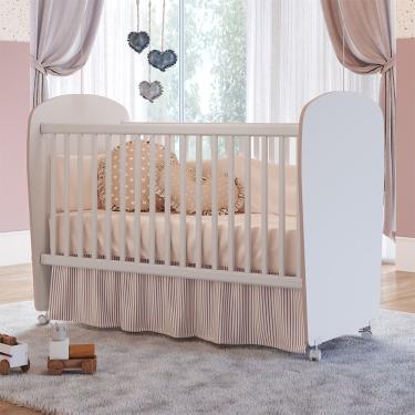 Imagem de Berço Feito Em Mdp 15mm Com Bordas Em Pvc Percasa Branco/rosa