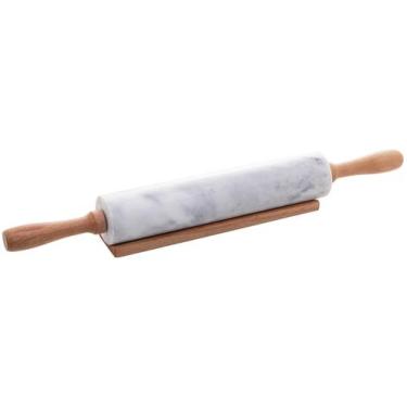 Imagem de Rolo Para Massa Marin De Mármore E Bambu Natural 44,5x6x6,5cm Lyor