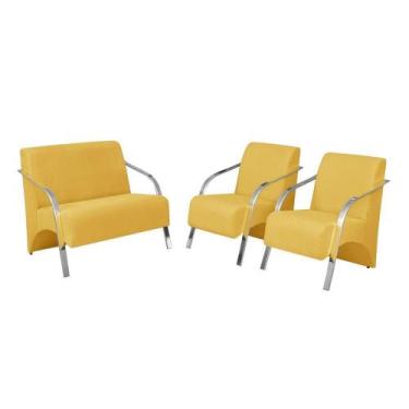Imagem de Conjunto Poltronas Vênus Braço Alumínio Amarelo - D SALLA