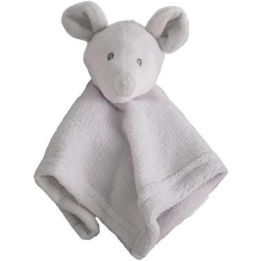 Imagem de Naninha para Meninos Coral Fleece 100% Poliéster 27x27cm Elefante Cinz