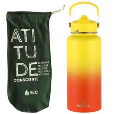 Imagem de KIT Garrafa Térmica Arell Straw Flask 946ml Inox com parede dupla e Sa