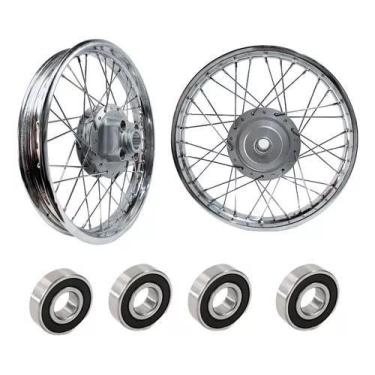 Imagem de Aro Roda Par Honda Cg 125 Fan 2000 á 2008 com Rolamentos - Fabreck  Al