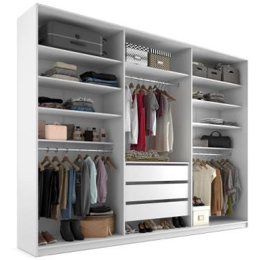 Imagem de Closet Casal Guarda Roupa Sem Porta 237cm 3 Gavetas MDF Pisa R02 Branc