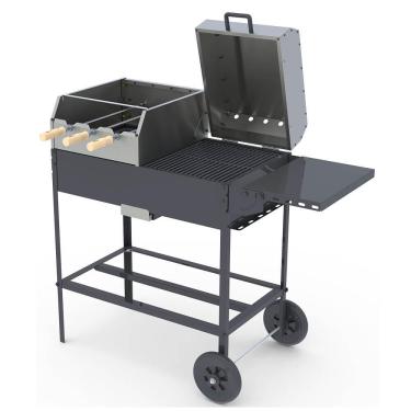 Imagem de Churrasqueira Americana Rotativa Progás PRCA-340 Aço Inox Com Rodas Mesa e Grelha Bivolt P41714