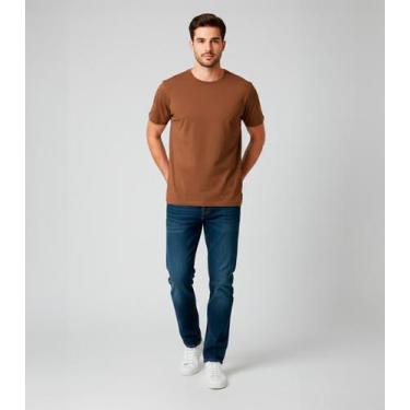 Imagem de Camiseta Masculina Básica Com Gola Redonda Rovitex Marrom, G, Marrom
