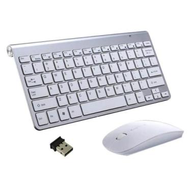 Imagem de Kit Teclado Slim com Mouse Sem Fio Ultra Fino Prata - OUTRAS MARCAS