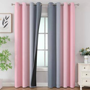 Imagem de Cortinas Estelar Textiler Ombre Rosa Cinza 132x244 cm