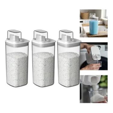 Imagem de Kit 3 Dispenser Porta Sabão Liquido Amaciante 1,5l Lavandeira Branco C