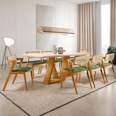 Imagem de Sala de Jantar maciça 8 cadeiras 2,00m linho-Oslo -Imperial - Imperial