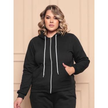 Imagem de Casaco Moletom Plus Size Feminina Com Capuz E Ziper Inverno - XIAO MOD