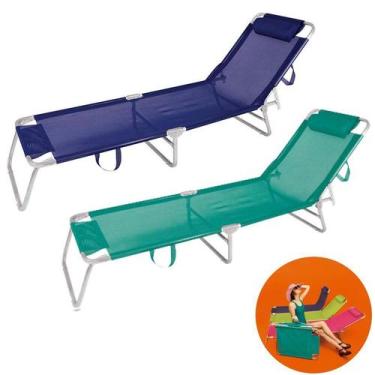 Imagem de Kit 2 Cadeira Espreguiçadeira Alumínio Para Piscina Praia 4 Posições -
