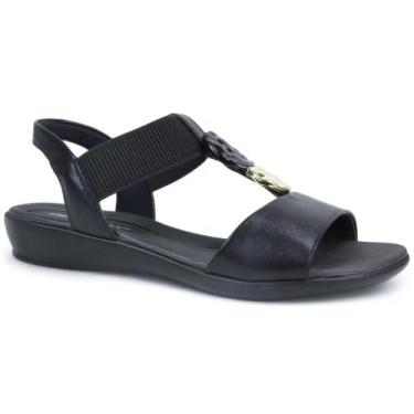 Imagem de Sandália Piccadilly Anabela Fascite Wide Fit 500405 Feminino, 38, Pret