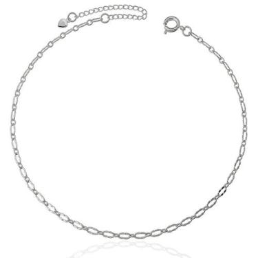 Imagem de Tornozeleira Corrente Elo Diamantado Ródio Claro - Malu Store Visual