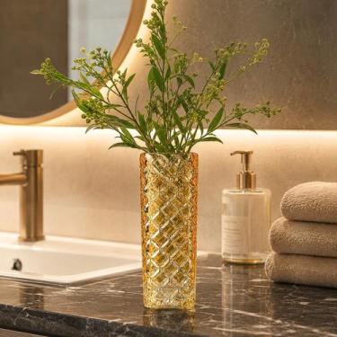 Imagem de Vaso para Mesa Decorativo de Vidro Âmbar Topázio 15,5cm - KeHome