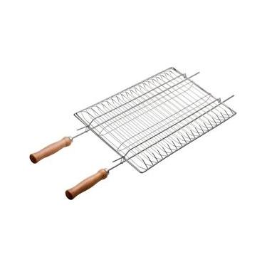 Imagem de Grelha Dupla Para Churrasco Churrasqueira Assados Grelhados