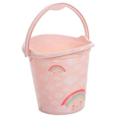 Imagem de Balde Arco-Íris Bebê 8 Litros Resistente Baldinho Plástico Infantil Me