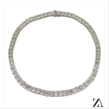 Imagem de Pulseira Ouro Branco com Zircônia - Zaila Semijoias
