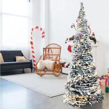 Imagem de Arvore Natal Nevada Branco Leds Montagem Rapida 150cm Com Enfeite Pron