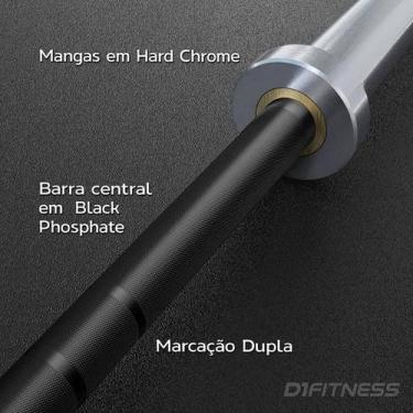 Imagem de Barra Olímpica Feminina 201cm - Hard Chrome/Black Zinc - D1FITNESS