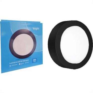 Imagem de Plafon Led Sobrepor Elgin Redondo 24W. 1920Lm. 6500K. Bivolt Preto