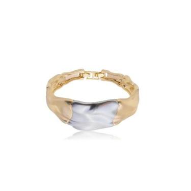 Imagem de Bracelete orgânico largo banhado em dois tons - no-brand