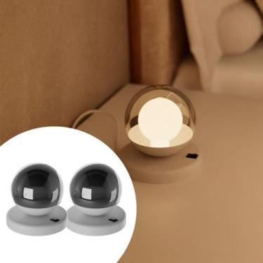 Imagem de Kit 2 Abajur Luminárias De Mesa Moderno dama Alumínio com Globo vidro 