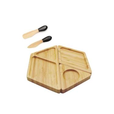 Imagem de Petisqueira Desmontavel e Espatula Faca Queijo de Bambu - OIKOS