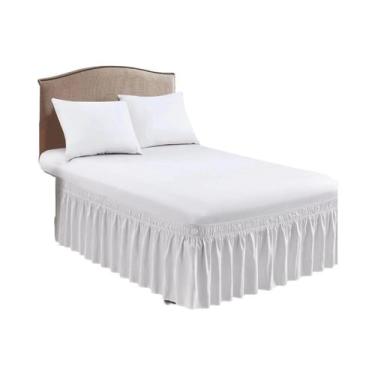 Imagem de Saia De Cama Com Babado Envolvente Para Camas King, Queen E Twin, Fáci