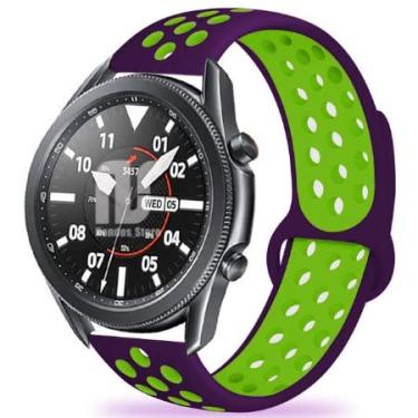 Imagem de Pulseira Sport Nandos-Store compatíveis com Samsung Galaxy Watch 3-41mm ou 45mm - (45mm - Roxo com verde NK)
