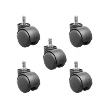Imagem de Kit 5 Rodinhas Para Cadeira de Escritório Pino 11mm Roda Nylon