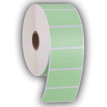 Imagem de Etiquetas de adesivos perfurados térmicos diretos de 5,7 cm x 3,8 cm para códigos de barras, endereço, consentimento - Compatível com Zebra, Rollo, Godex e mais, Verde, 1 ROLL