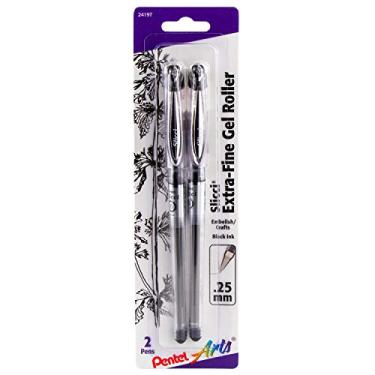 Imagem de Pentel Caneta de gel extra fina Arts Slicci, tinta preta, pacote com 2 (BG202BP2A)