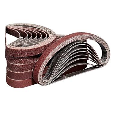 Imagem de POTUINOM Correias de lixamento de óxido de alumínio (10 x 330 mm) - 8 de cada um com 40/60/80/120/180/240, melhor adequado para lixamento e nivelamento de madeira - pacote com 48