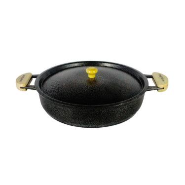 Imagem de Frigideira Alumínio Fundido Craqueada Alça Meia Lua Preta 45cm