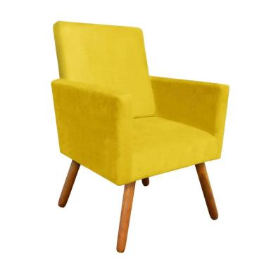 Imagem de Poltrona Decorativa Nina Pés Madeira Suede Amarelo