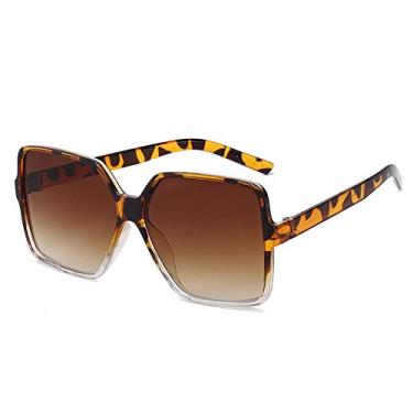 Imagem de 1 peça unissex moda óculos de sol quadrado superdimensionado retrô grande armação plana óculos de sol óculos de sol de luxo óculos de proteção uv400, um, marrom leopardo, outros